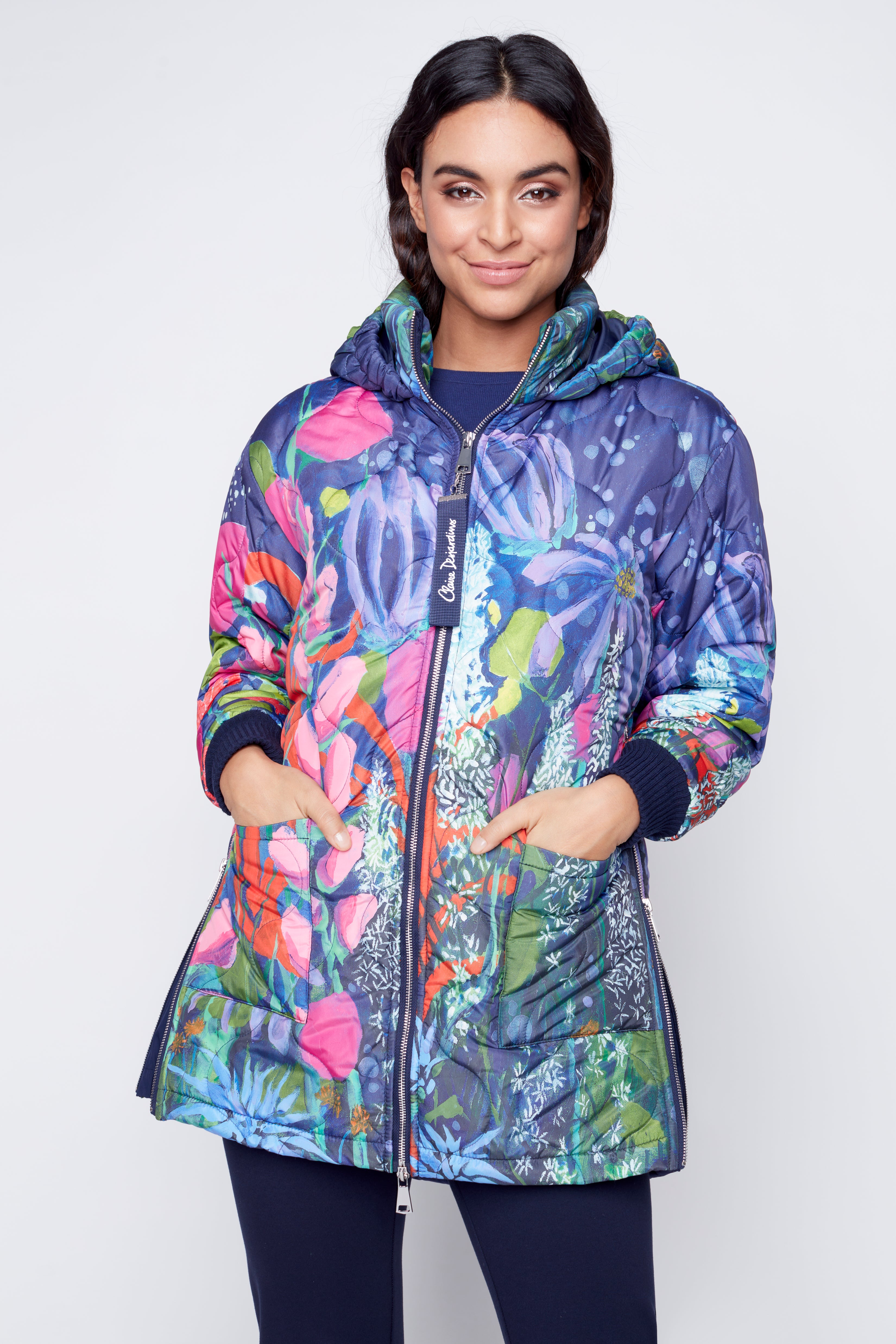 Of Fragrance & Flowers front pocket zip-up jacket – The Wearable Art Store