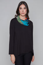 Load image into Gallery viewer, All Warm &amp; Cozy two-tone long sleeve top with eternity scarf
